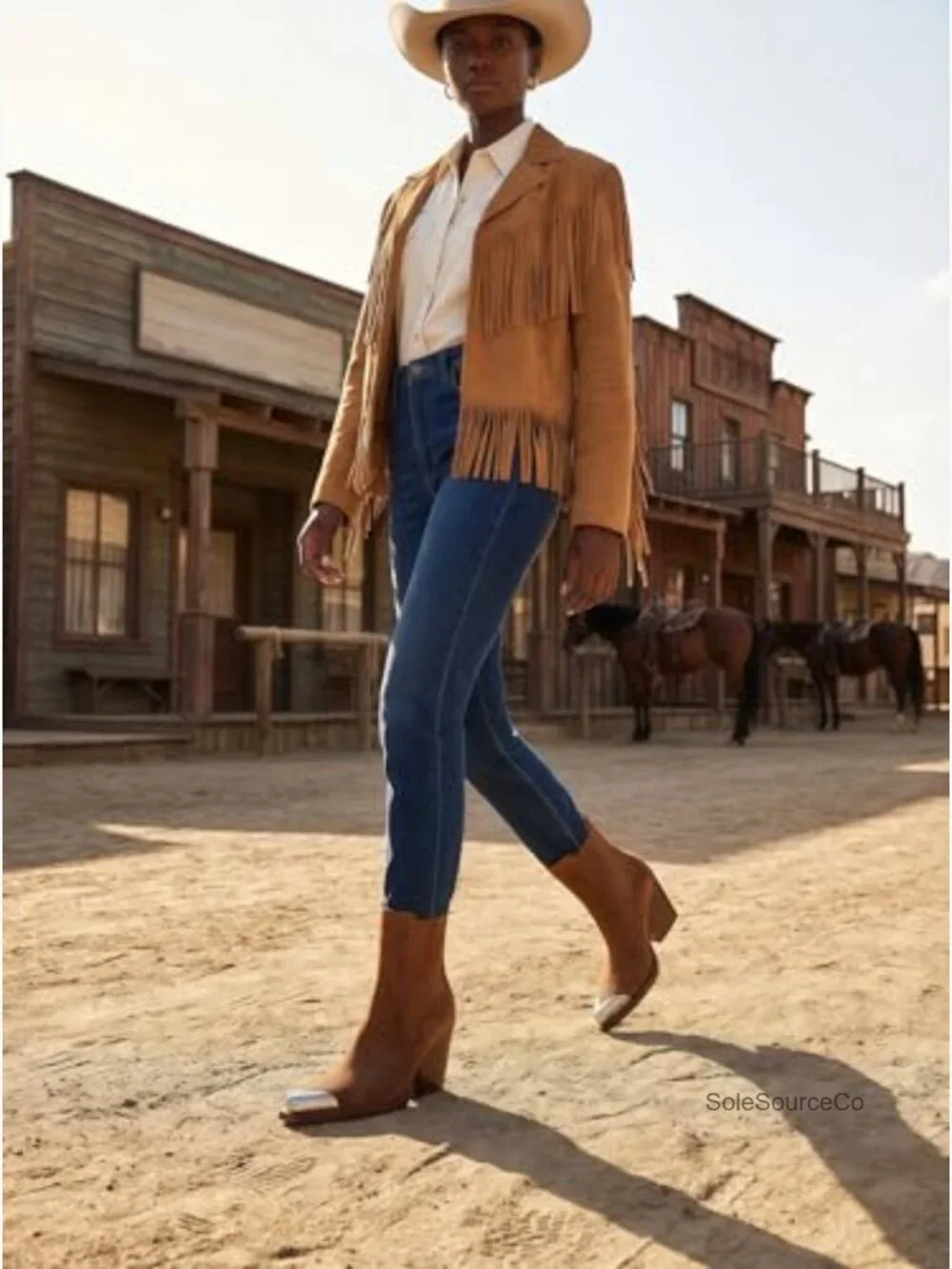 Suede Western Cowboy Boots Pointed Toe Stacked Block Heel Cowgirl Ankle Booties